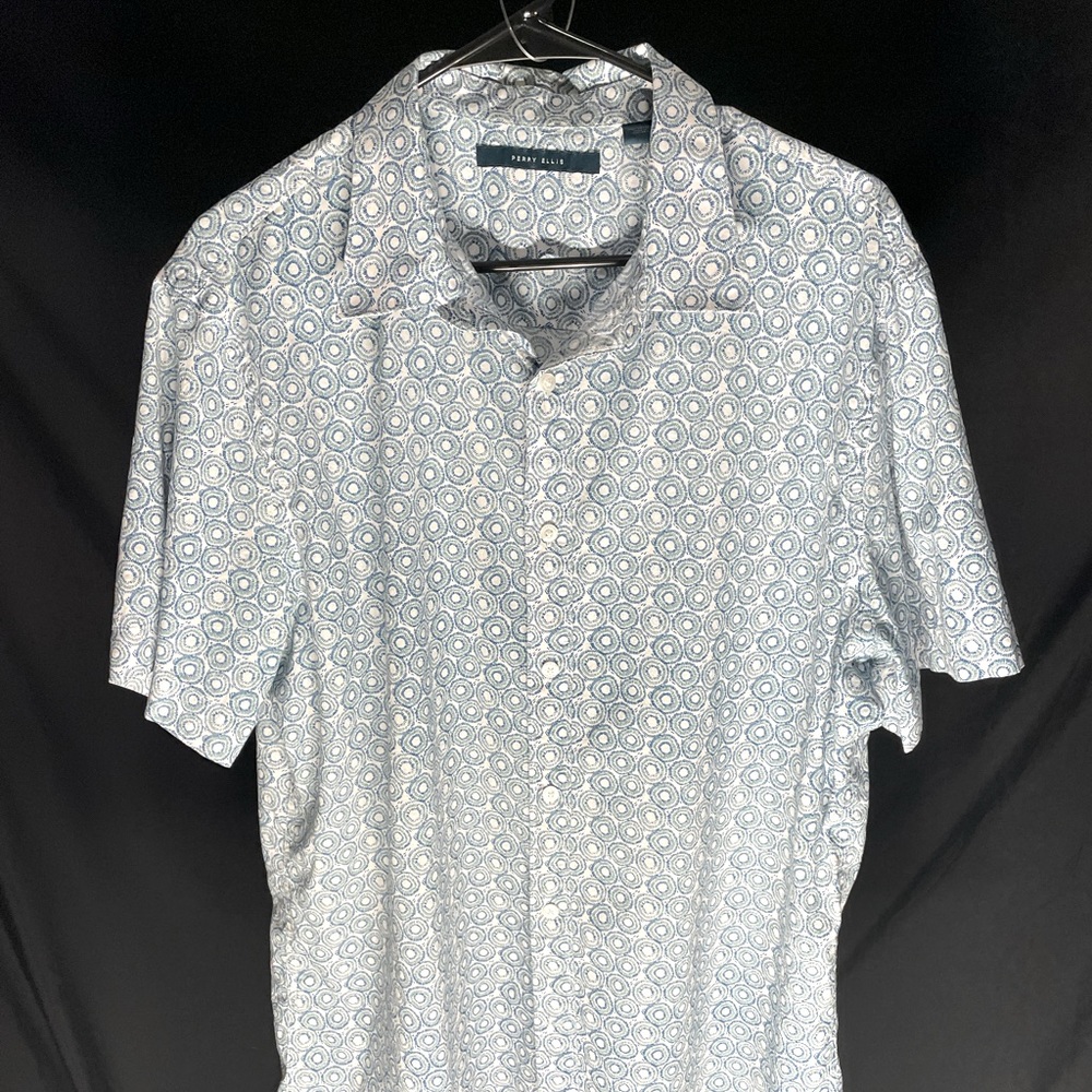 Perry Ellis Patterned Short Sleeve Button Size XL